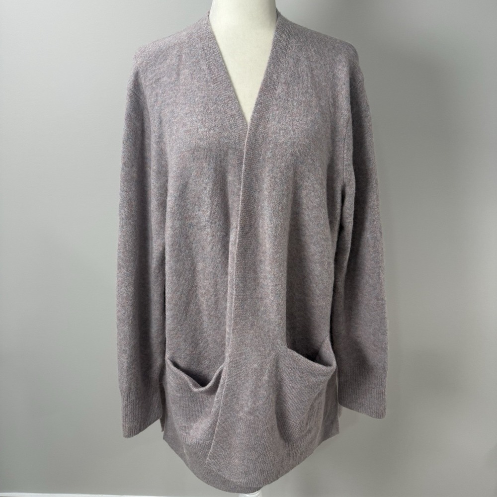 Madewell‎ Womens Size L Open Front Cardigan Sweater Muave Pink Soft Knit Pockets